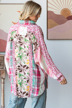 Load image into Gallery viewer, Oli & Hali Mixed Print Button Down Top in Pink Combo
