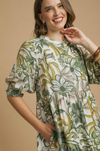 Load image into Gallery viewer, Umgee Bold Floral Print Midi Dress in Green Mix