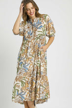 Load image into Gallery viewer, Umgee Bold Floral Print Midi Dress in Latte Mix