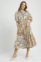 Load image into Gallery viewer, Umgee Bold Floral Print Midi Dress in Latte Mix