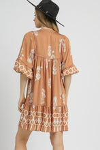 Load image into Gallery viewer, Umgee Exclusive Boarder Print Mini Dress in Mocha