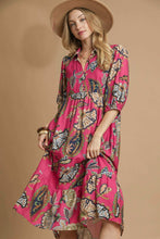 Load image into Gallery viewer, Umgee Boho Paisley Print Midi Dress in Pink