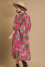 Load image into Gallery viewer, Umgee Boho Paisley Print Midi Dress in Pink