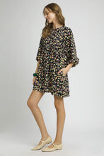 Load image into Gallery viewer, Umgee Corduroy Floral Print Baby Doll Mini Dress in Black