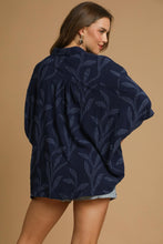 Load image into Gallery viewer, Umgee Solid Color Jacquard Textured Leaf Pattern Top in Navy