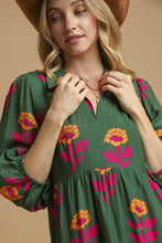 Load image into Gallery viewer, Umgee Floral Print Tiered Maxi Dress in Green Mix