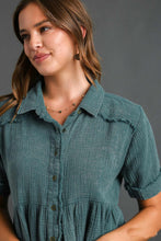 Load image into Gallery viewer, Umgee Mineral Wash Baby Doll Tunic Top in Teal Green Shirts & Tops Umgee