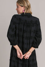 Load image into Gallery viewer, Umgee Solid Dotted Tiered Midi Dress in Black Dress Umgee