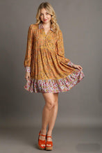 Load image into Gallery viewer, Umgee Mix-n-Match Floral Print Dress in Mustard Mix Dresses Umgee
