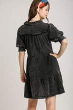 Load image into Gallery viewer, Umgee Mineral Washed Cotton Gauze Tiered Collar Dress in Ash Dresses Umgee