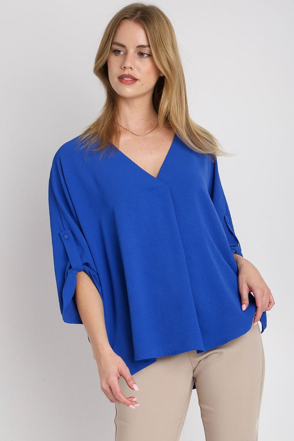 Umgee Solid Color Oversized Boxy Top in Sapphire ON ORDER Shirts & Tops Umgee   