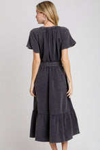 Load image into Gallery viewer, Umgee Cotton Gauze Belted Midi Dress in Navy