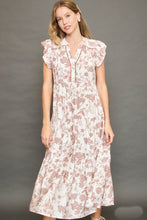 Load image into Gallery viewer, Umgee Soft Color Floral Print Tiered Midi Dress in Rose Clay