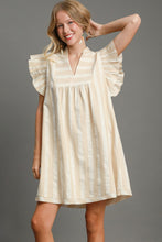 Load image into Gallery viewer, Umgee Striped V Neck Dress in Taupe