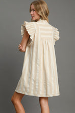 Load image into Gallery viewer, Umgee Striped V Neck Dress in Taupe