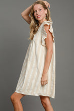 Load image into Gallery viewer, Umgee Striped V Neck Dress in Taupe