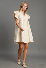 Load image into Gallery viewer, Umgee Striped V Neck Dress in Taupe