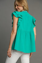 Load image into Gallery viewer, Umgee Baby Doll Top with Floral Embroidery in Jade Green FINAL SALE