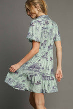 Load image into Gallery viewer, Umgee Landscape Print Mini Dress in Sage Mint