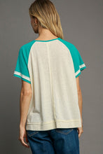 Load image into Gallery viewer, Umgee Color Block Top with Star Patch in Jade FINAL SALE