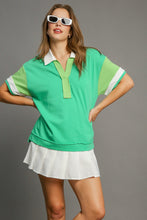 Load image into Gallery viewer, Umgee Mixed Solid & Stripe Contrasting Top in Green