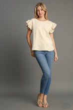 Load image into Gallery viewer, Umgee Boxy Cut Top with Pearl Details in Cream FINAL SALE