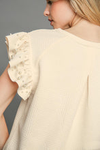 Load image into Gallery viewer, Umgee Boxy Cut Top with Pearl Details in Cream FINAL SALE