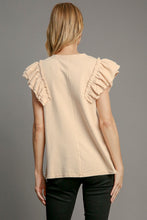Load image into Gallery viewer, Umgee French Terry Knit Top with Pearl Details in Natural FINAL SALE