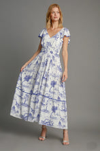 Load image into Gallery viewer, Umgee Two Toned Landscape Print Maxi Dress in Blue FINAL SALE