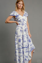 Load image into Gallery viewer, Umgee Two Toned Landscape Print Maxi Dress in Blue FINAL SALE