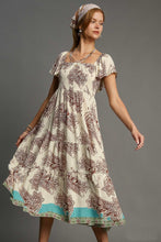 Load image into Gallery viewer, Umgee Paisley Print Midi Dress with Contrasting Border in Cream Mix