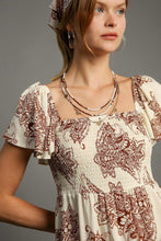 Load image into Gallery viewer, Umgee Paisley Print Midi Dress with Contrasting Border in Cream Mix