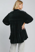 Load image into Gallery viewer, Umgee Solid Color Velvet Tunic Top with Stone Embellishments in Black