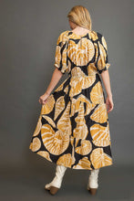 Load image into Gallery viewer, Umgee Floral Print Maxi Dress with Puff Sleeves in Black/Honey