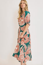 Load image into Gallery viewer, Umgee Floral Print Maxi Dress with Puff Sleeves in Green/Clay