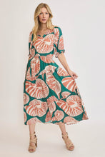 Load image into Gallery viewer, Umgee Floral Print Maxi Dress with Puff Sleeves in Green/Clay