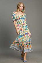 Load image into Gallery viewer, Umgee Smocked Bodice Floral Print Midi Dress in Multi