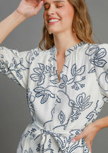 Load image into Gallery viewer, Umgee Two Toned Floral Print Mini Dress in Off White