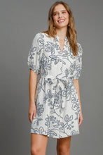 Load image into Gallery viewer, Umgee Two Toned Floral Print Mini Dress in Off White