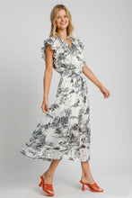 Load image into Gallery viewer, Umgee Two-Tone Landscape Print Midi Dress in Black Mix