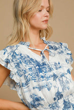 Load image into Gallery viewer, Umgee Two-Tone Landscape Print Midi Dress in Blue Mix