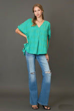 Load image into Gallery viewer, Umgee OVERSIZED Swiss Dot Jacquard Top in Jade