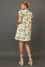 Load image into Gallery viewer, Umgee Two Toned Paisley Print Mini Dress in Green Mix
