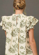 Load image into Gallery viewer, Umgee Two Toned Paisley Print Mini Dress in Green Mix