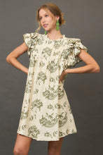 Load image into Gallery viewer, Umgee Two Toned Paisley Print Mini Dress in Green Mix