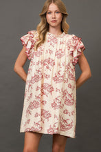 Load image into Gallery viewer, Umgee Two Toned Paisley Print Mini Dress in Red Mix