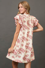 Load image into Gallery viewer, Umgee Two Toned Paisley Print Mini Dress in Red Mix