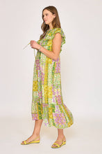 Load image into Gallery viewer, Umgee Mixed Patchwork Print Midi Dress in Green Mix