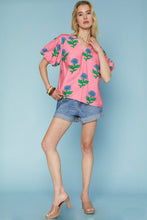 Load image into Gallery viewer, Umgee Bold Colored Floral Print Top in Pink Mix