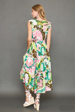 Load image into Gallery viewer, Umgee Floral Print Sleeveless Midi Dress in Green Mix